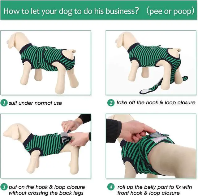 Alt view image 5 of 5 - Kuoser Recovery Suit for Dogs Cats After Surgery, Professional Pet Recovery Shirt Dog Abdominal Wounds Bandages, Substitute E-Collar & Cone,Prevent Licking Dog Onesies Pet Surgery Recovery Suit