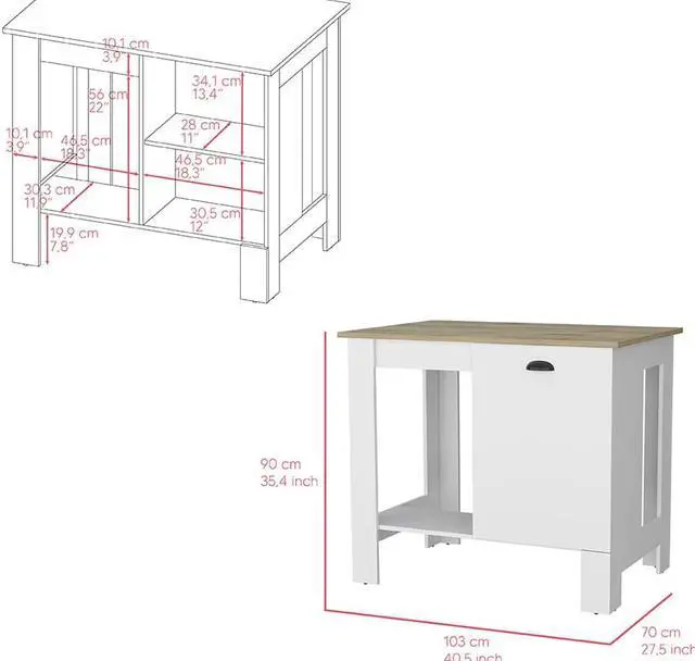 Alt view image 3 of 6 - Kitchen island, Shoproni, White