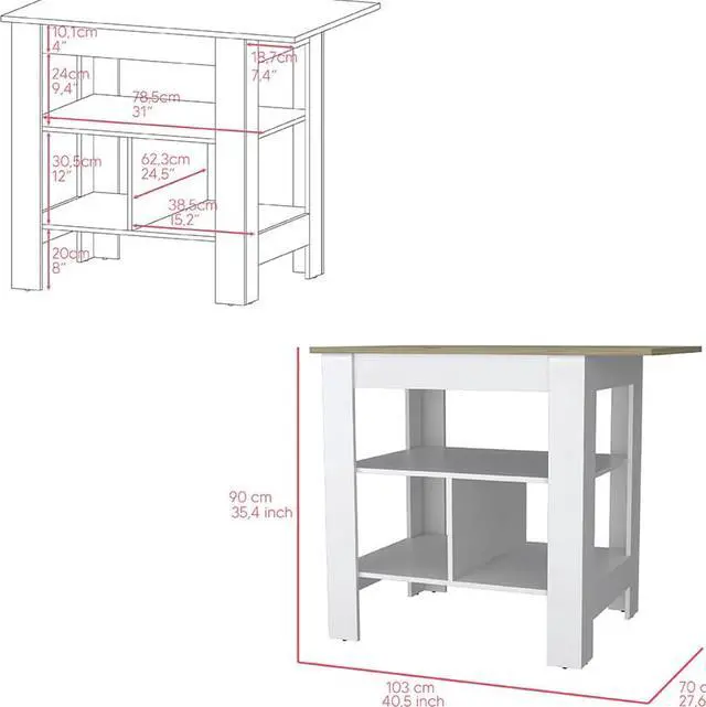 Alt view image 3 of 7 - Kitchen Island, Pompeya, White
