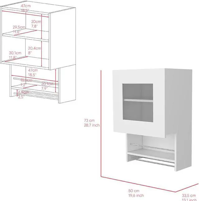 Alt view image 3 of 5 - Kitchen Wall Cabinet , Papua, White -White