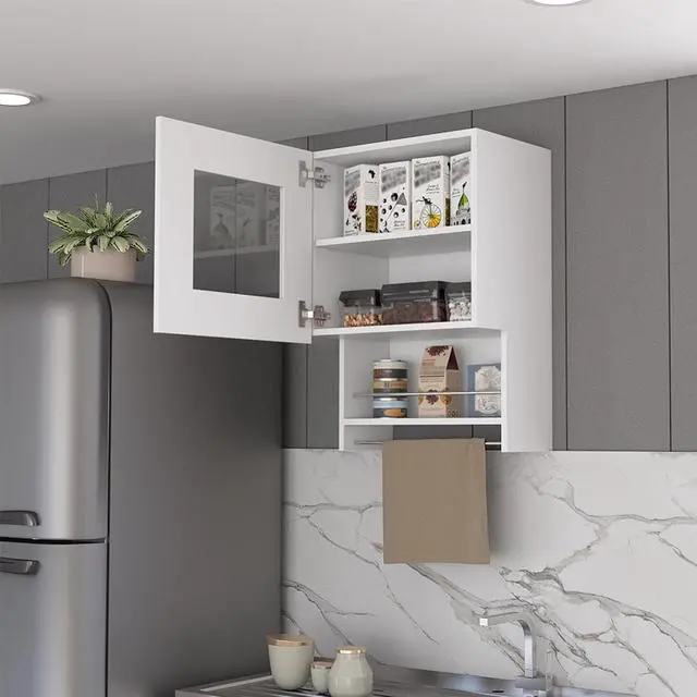 Alt view image 5 of 5 - Kitchen Wall Cabinet , Papua, White -White