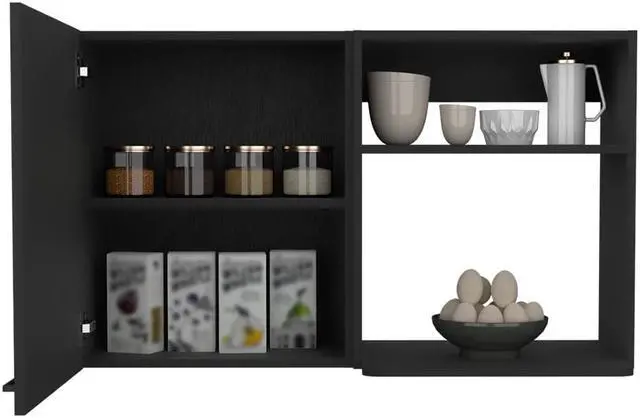 Alt view image 5 of 7 - Kitchen wall cabinet, Bussolengo, Black -Black