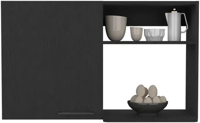 Alt view image 7 of 7 - Kitchen wall cabinet, Bussolengo, Black -Black