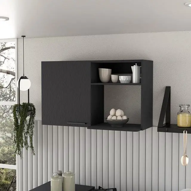 Main image of Kitchen wall cabinet, Bussolengo, Black -Black