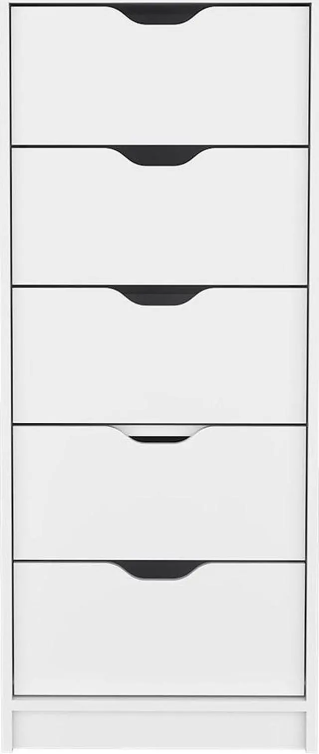 Alt view image 2 of 6 - Dresser Kamran, Five Drawer Narrows -White