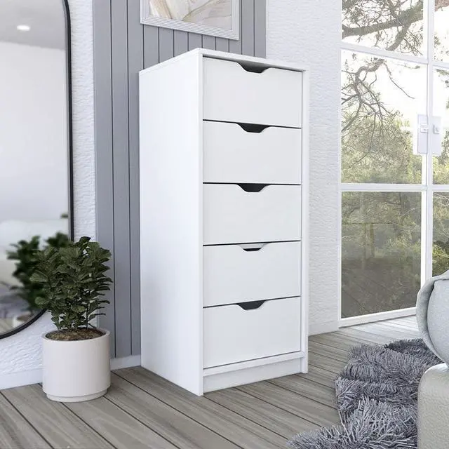 Main image of Dresser Kamran, Five Drawer Narrows -White