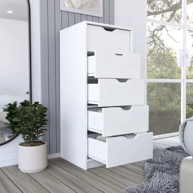 Alt view image 4 of 6 - Dresser Kamran, Five Drawer Narrows -White