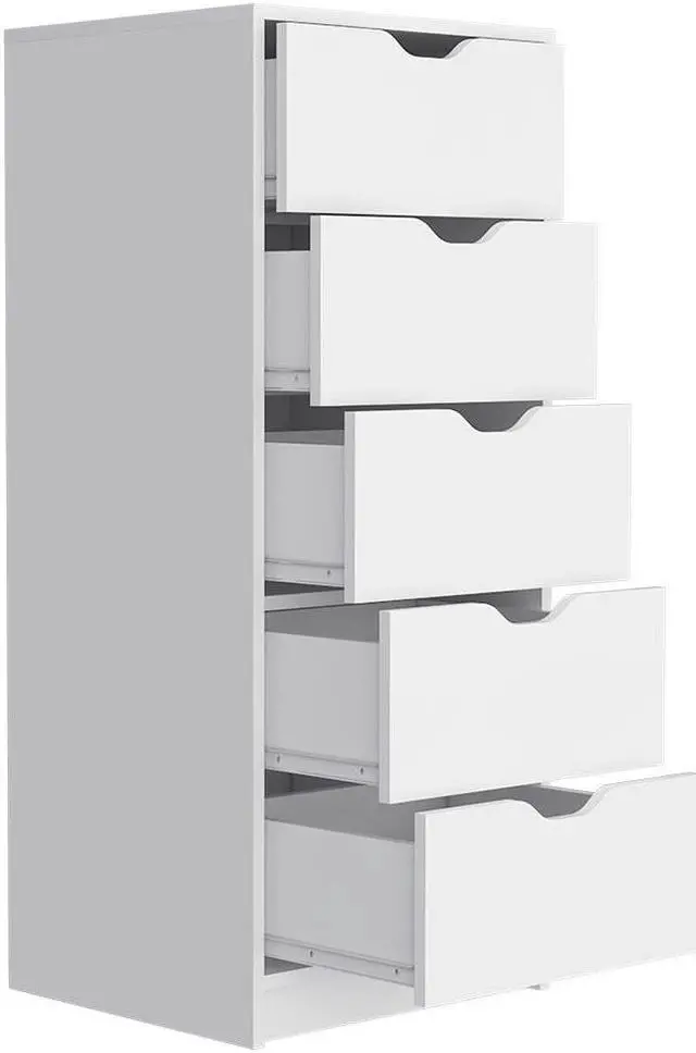 Alt view image 6 of 6 - Dresser Kamran, Five Drawer Narrows -White