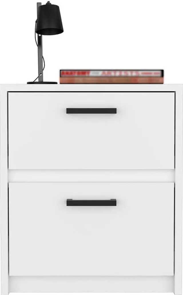 Alt view image 7 of 7 - Nightstand Chequered, Two Drawes -White