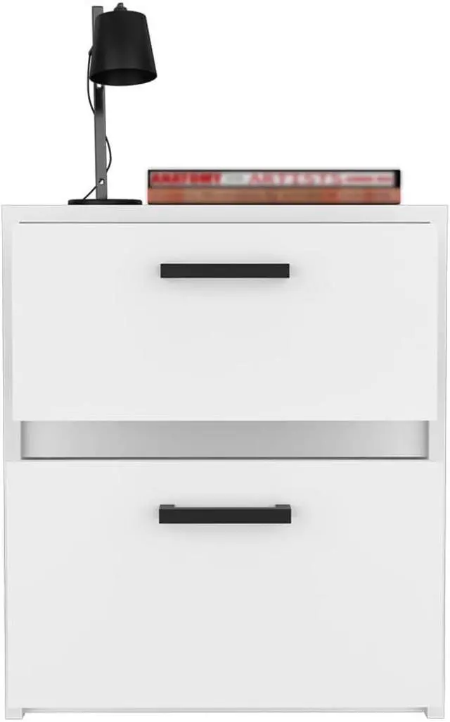 Alt view image 5 of 7 - Nightstand Chequered, Two Drawes -White