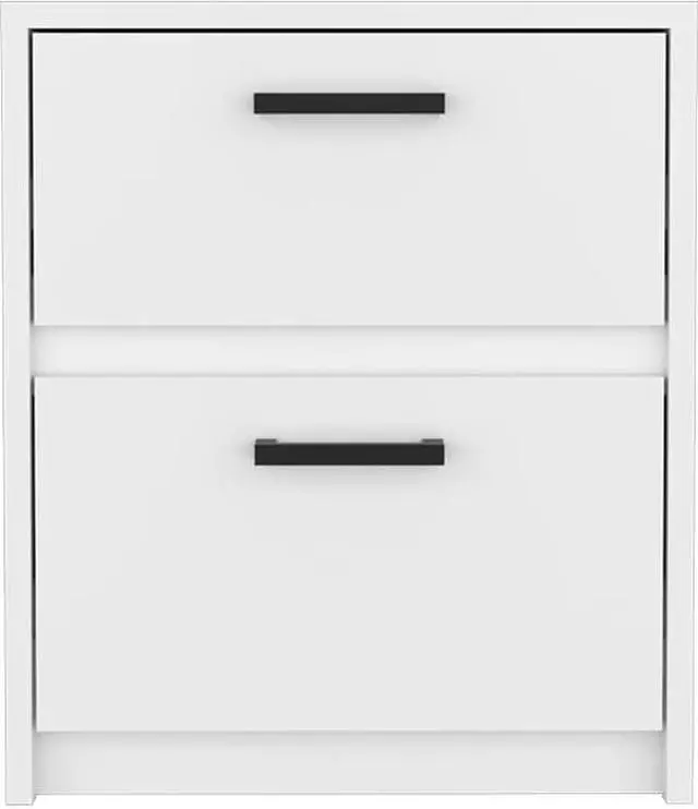 Alt view image 2 of 7 - Nightstand Chequered, Two Drawes -White