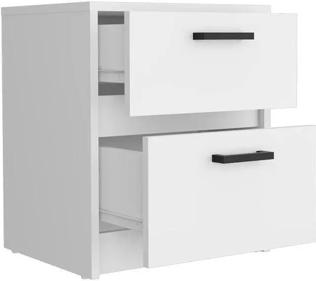 Alt view image 6 of 7 - Nightstand Chequered, Two Drawes -White