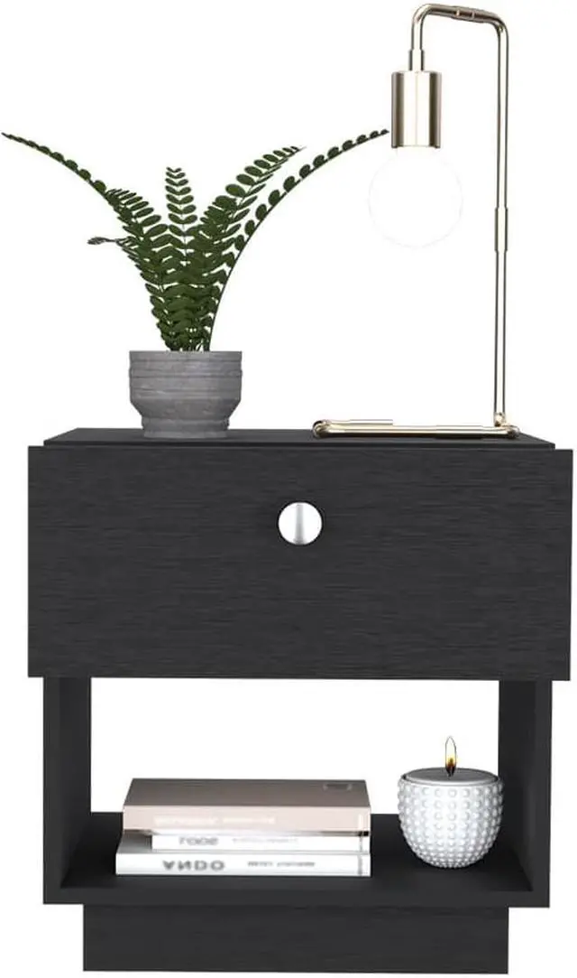 Alt view image 5 of 6 - Nightstand Viliigili , One Drawer -Black
