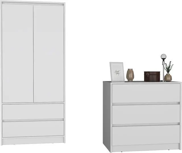Alt view image 2 of 6 - Lewes 2 Piece Bedroom Set, Dresser + Armoire, White
