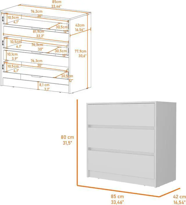 Alt view image 4 of 6 - Lewes 2 Piece Bedroom Set, Dresser + Armoire, White
