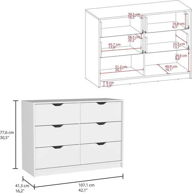 Alt view image 3 of 6 - Bennett 2 Piece Bedroom Set, Nightstand + Dresser, White