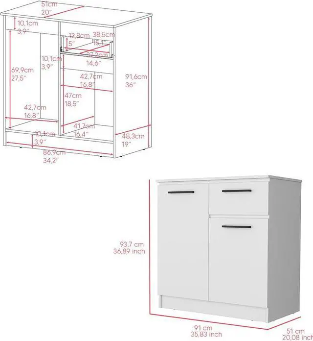 Alt view image 3 of 7 - Multi-Functional Dresser Carlin with  Drawers and Top Surface as TV Stand, White