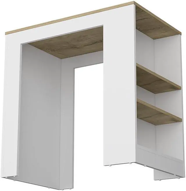 Alt view image 6 of 7 - Kitchen Island with Three Side Shelves Doyle, White / Light Oak