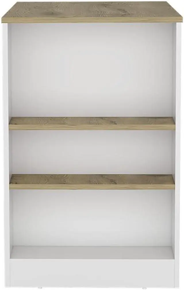 Alt view image 5 of 7 - Kitchen Island with Three Side Shelves Doyle, White / Light Oak