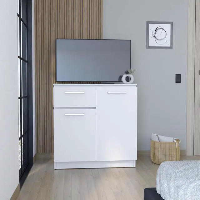 Main image of Multi-Functional Dresser Carlin with  Drawers and Top Surface as TV Stand, White