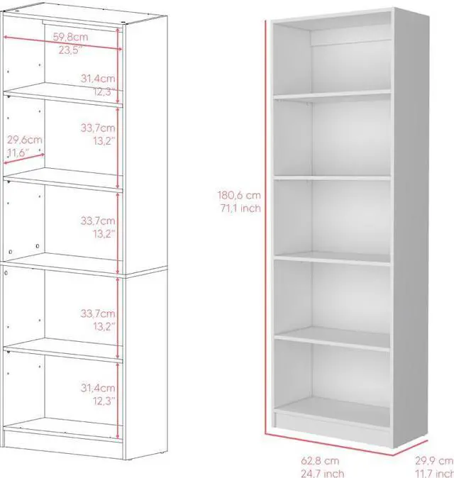 Alt view image 3 of 7 - Bookcase 4-Shelves Benzoni, Office, White
