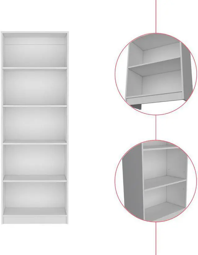 Alt view image 7 of 7 - Bookcase 4-Shelves Benzoni, Office, White