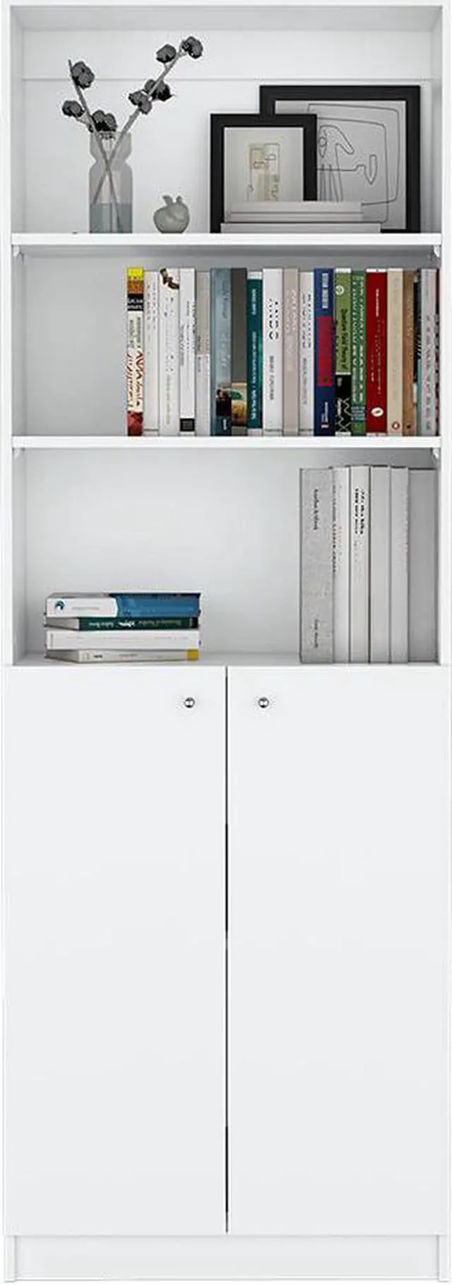 Alt view image 6 of 7 - Bookcase Dual-Door Benzoni, Office, White