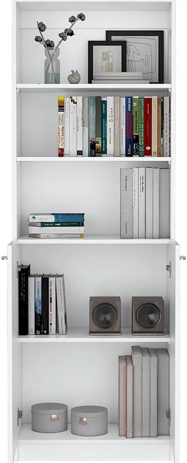 Alt view image 4 of 7 - Bookcase Dual-Door Benzoni, Office, White