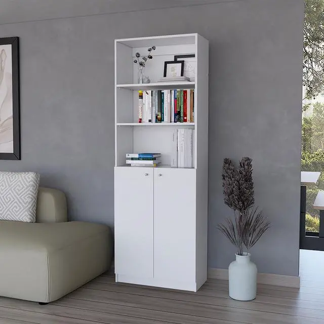 Alt view image 2 of 7 - Bookcase Dual-Door Benzoni, Office, White