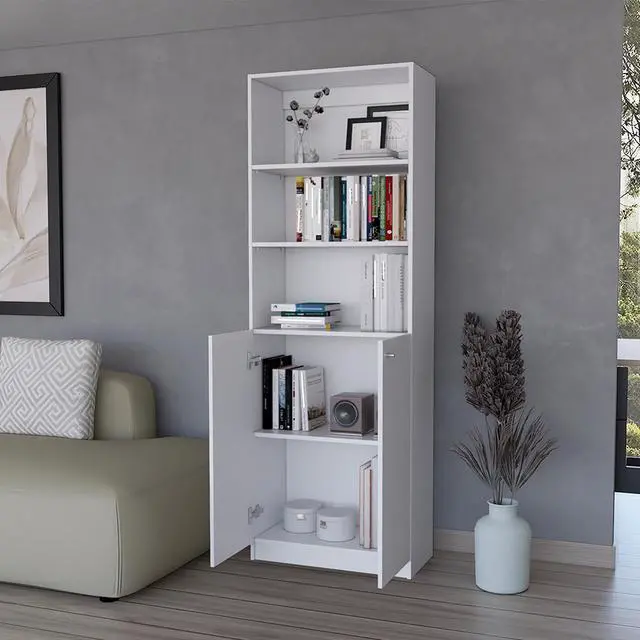 Alt view image 5 of 7 - Bookcase Dual-Door Benzoni, Office, White