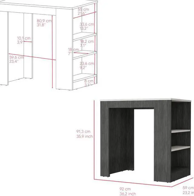 Alt view image 3 of 7 - Kitchen Island Doyle, Kitchen, Smokey Oak / Ibiza Marble
