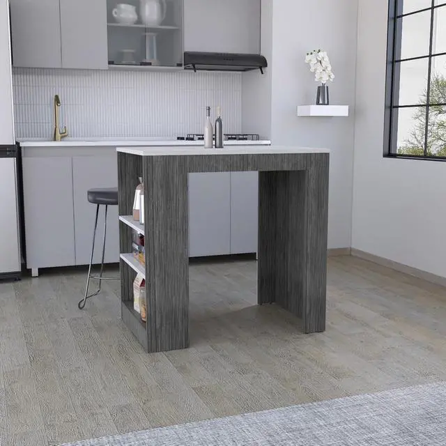 Alt view image 4 of 7 - Kitchen Island Doyle, Kitchen, Smokey Oak / Ibiza Marble