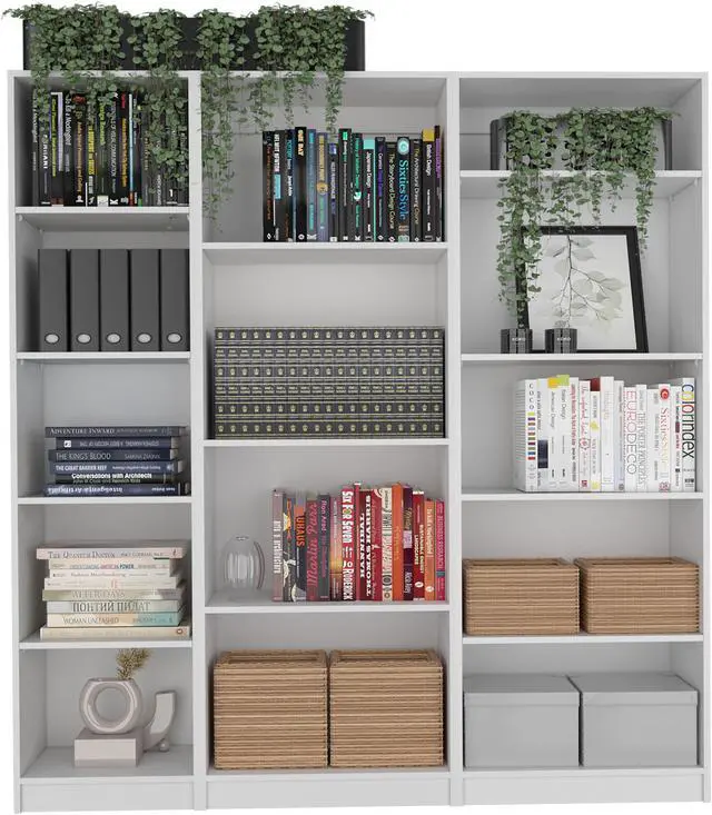 Main image of Tuin 3 Piece Living Room Set with 3 Bookcases, White