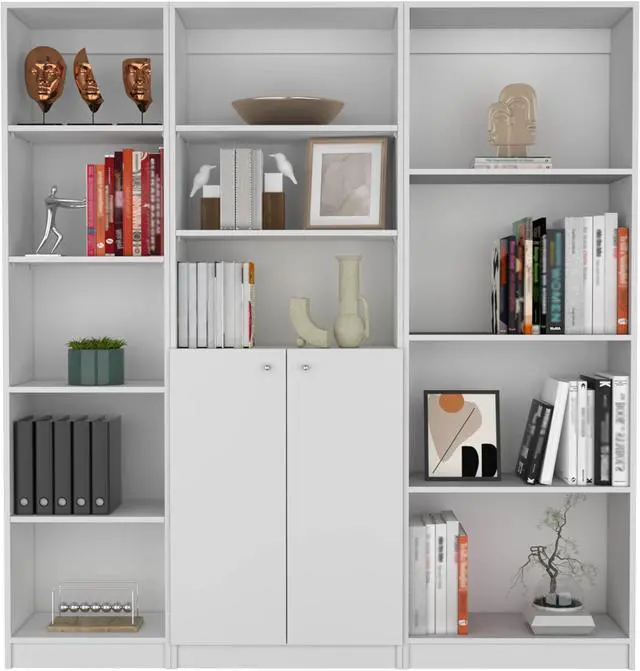 Main image of Simla 3 Piece Living Room Set with 3 Bookcases, White