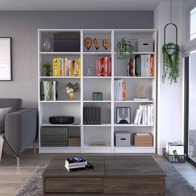Alt view image 2 of 6 - Olson 3 Piece Living Room Set with 3 Bookcases, White