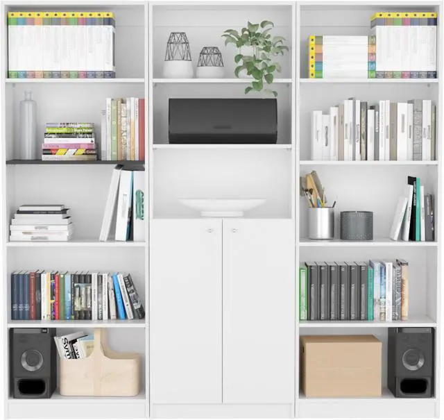 Alt view image 2 of 6 - Penrose 3 Piece Living Room Set with 3 Bookcases, White