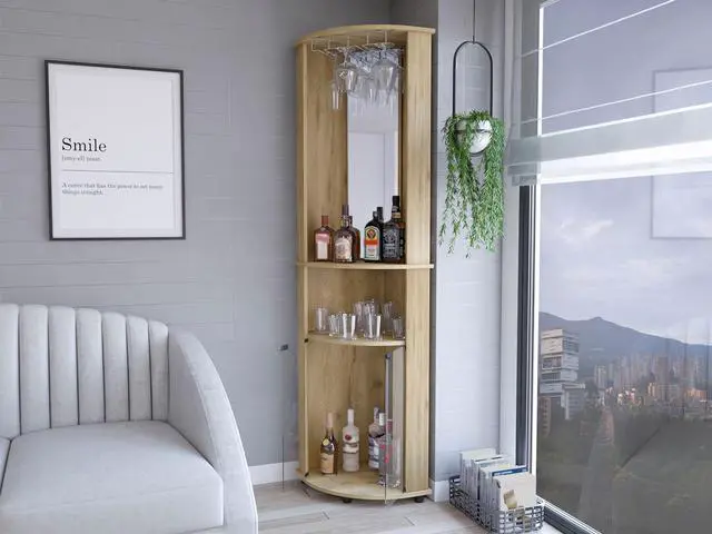 Main image of Corner bar Cabinet, Rialto, Macadamia -Macadamia