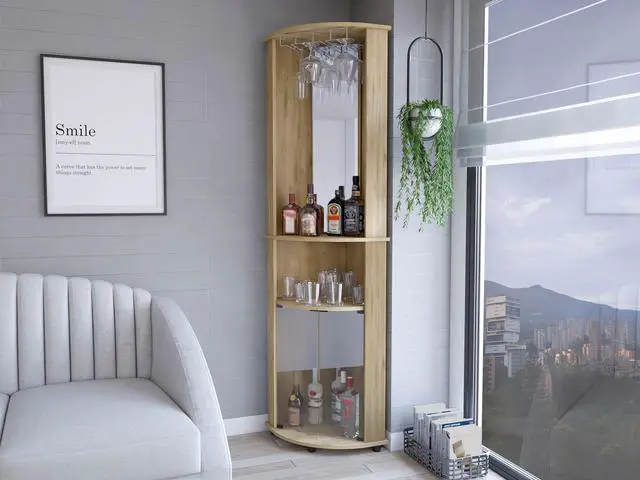 Alt view image 5 of 7 - Corner bar Cabinet, Rialto, Macadamia -Macadamia
