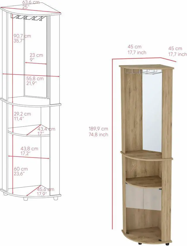 Alt view image 3 of 7 - Corner bar Cabinet, Rialto, Macadamia -Macadamia