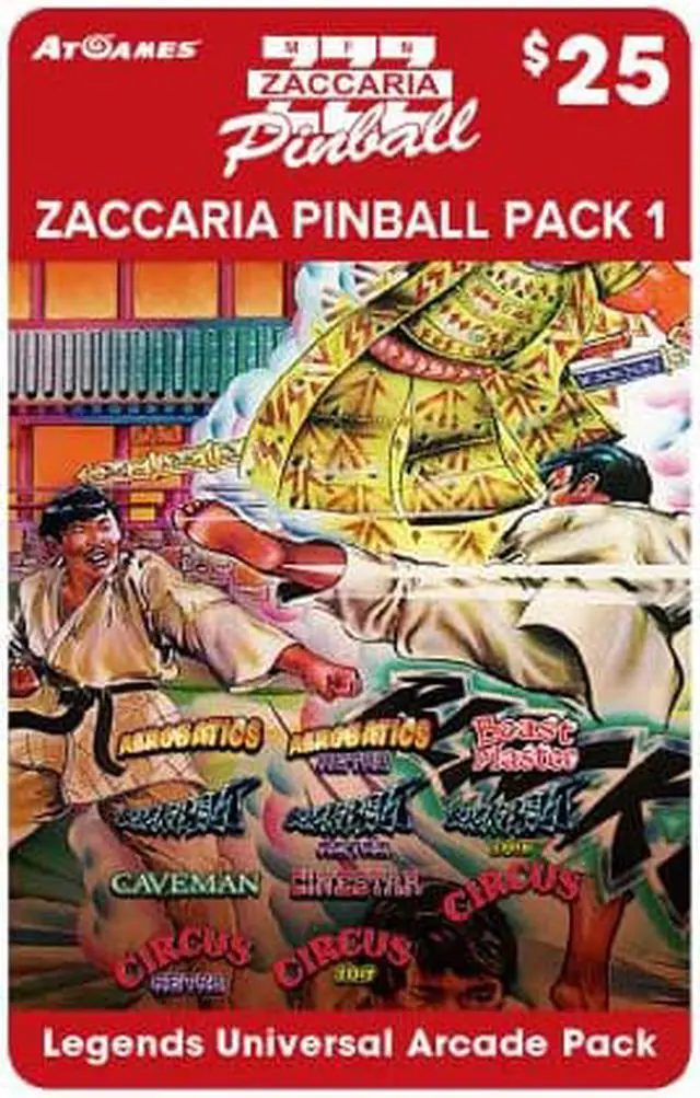 Main image of Zaccaria Pinball Pack 1 Game Card For All Legends Arcade Machines, Download and Play 11 Zaccaria Pinball Games Including Aerobatics, Beast Master, Blackbelt, Caveman, Cine Star, and Circus