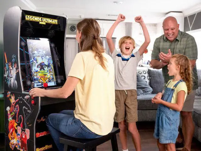 Alt view image 4 of 6 - Legends Ultimate Mini, Full Height Arcade Game Machine, Home Arcade, Classic Retro Video Games, 150 Licensed Arcade and Console Games, Action Fighting Puzzle Sports & More, WiFi, HDMI, Bluetooth