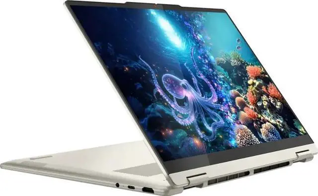 Alt view image 4 of 7 - Lenovo Yoga AI Powered 2-in-1 Laptop 14.0" Touchscreen OLED WUXGA Display (AMD Ryzen AI 5 340, 16GB LPDDR5X, 512GB SSD, Backlit KB, Fingerprint, WiFi 7, Webcam, Bluetooth 5.4, Win 11 Home)