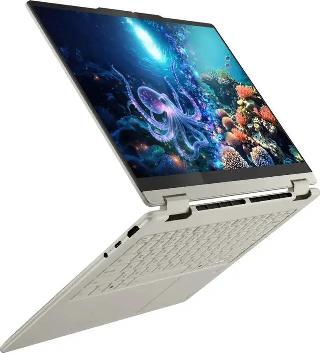 Alt view image 5 of 7 - Lenovo Yoga AI Powered 2-in-1 Laptop 14.0" Touchscreen OLED WUXGA Display (AMD Ryzen AI 5 340, 16GB LPDDR5X, 512GB SSD, Backlit KB, Fingerprint, WiFi 7, Webcam, Bluetooth 5.4, Win 11 Home)