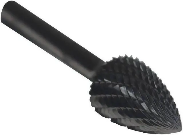 Alt view image 11 of 16 - Drill America DUL Series Solid Carbide Bur, Double Cut, SG6 Tree - Pointed End, 1/4" Shank, 5/8" Head Diameter, 1" Cutting Length (Pack of 1)