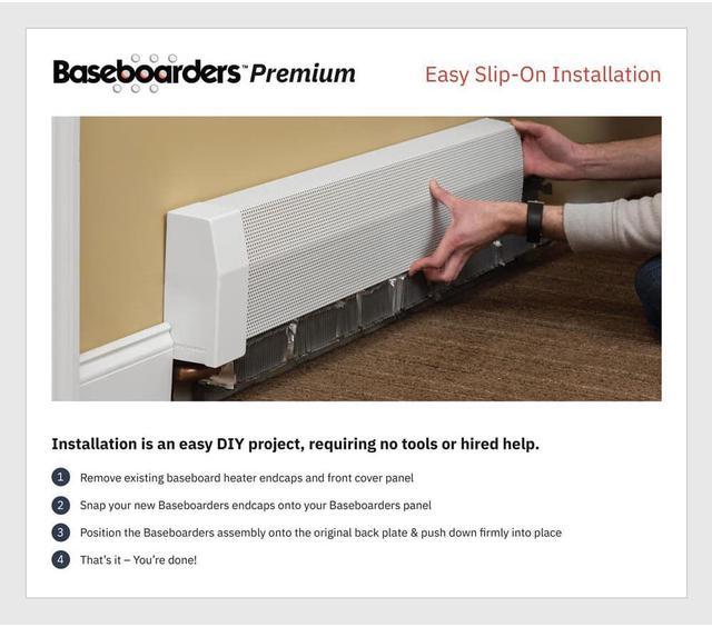 Baseboarders Premium Series 4 ft. Galvanized Steel Easy Slip-On Baseboard Heater Cover in White