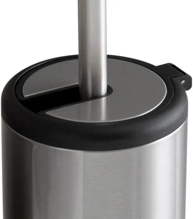 Alt view image 5 of 7 - Bath Bliss Toilet Bowl Brush and Holder with Self Closing Lid Space Saver Deep Cleaning Finger Print Proof Finish Hygienic 4.5" Round by 14.75" high Stainless Steel