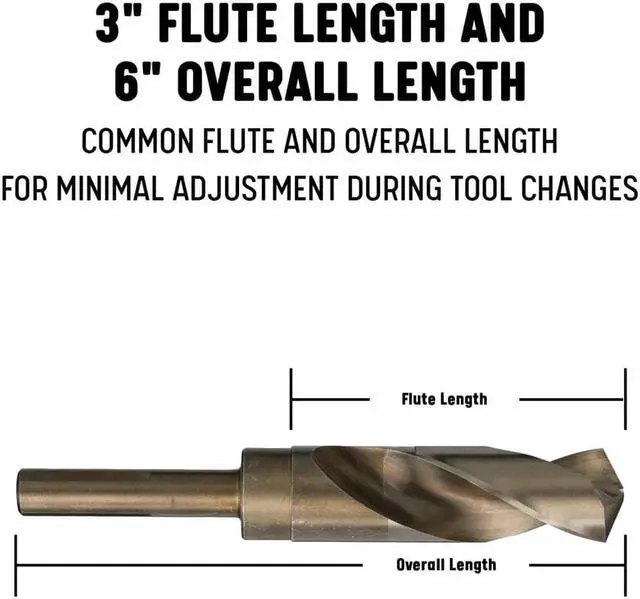 Alt view image 6 of 9 - 15/16 in. m35 Cobalt Reduced Shank Twist Drill Bit with 1/2 in. Shank