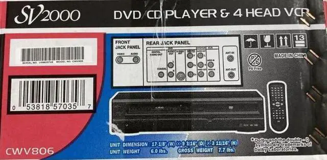 Main image of Funai SV2000 Cwv805 DVD VCR Combo Dvd Player Vhs Player with Hdmi Adapter