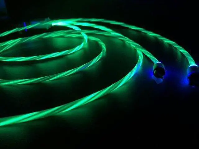 Alt view image 2 of 7 - Jaspertronics Flowing LED Charging Cables with Quick Disconnect Magnetic Tips for Smart Phones, Tablets, and More!