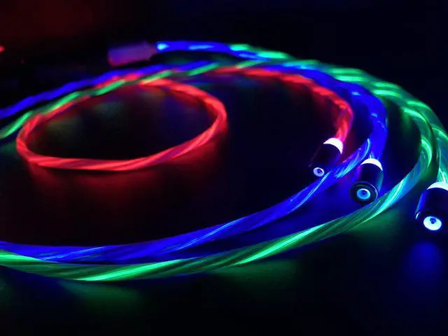 Alt view image 3 of 7 - Jaspertronics Flowing LED Charging Cables with Quick Disconnect Magnetic Tips for Smart Phones, Tablets, and More!